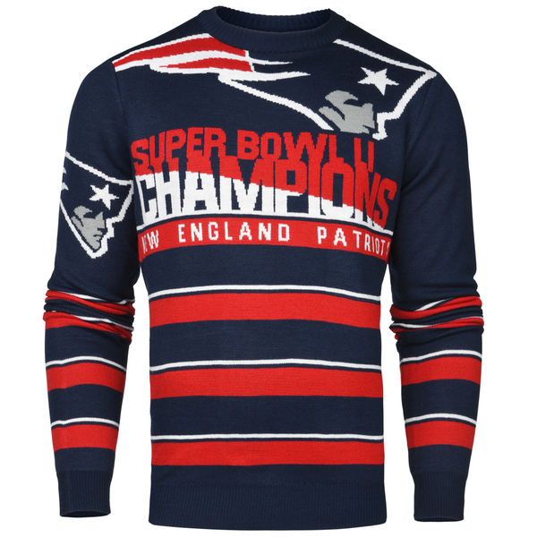 New England Patriots Super Bowl LI Champions Stripe Sweater - Navy/Red